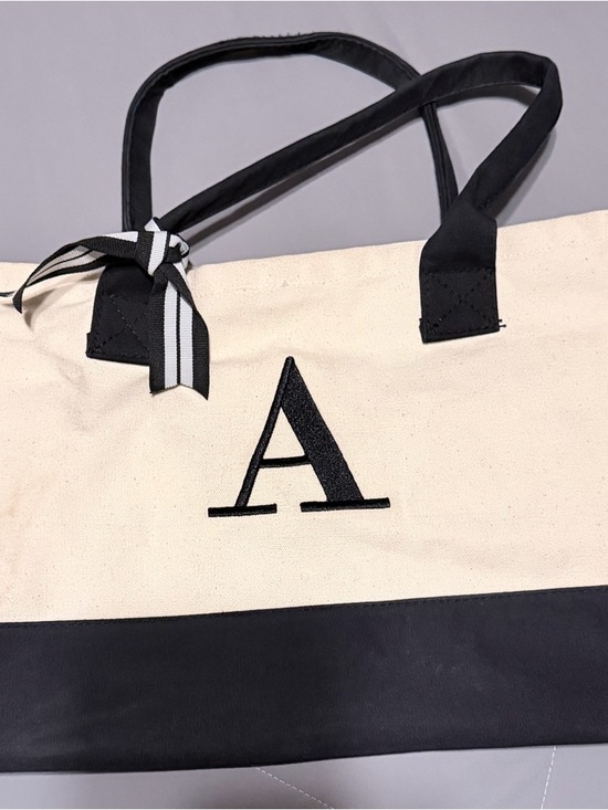 Handbags - Monogram Canvas Tote Bag in Black and Cream